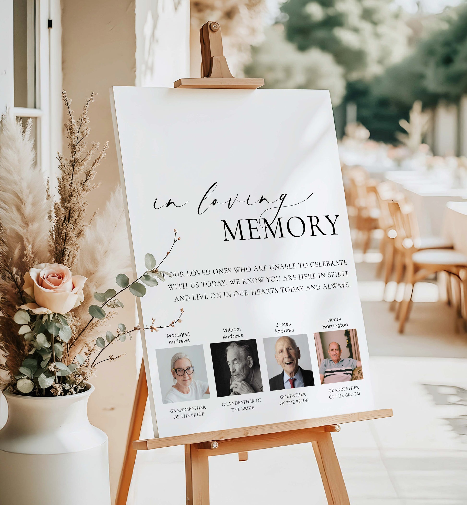 Printable Photo In Loving Memory Sign, Modern Minimal Wedding Custom Photo Memorial Sign Template, Photo Remembrance Sign, Ellesmere