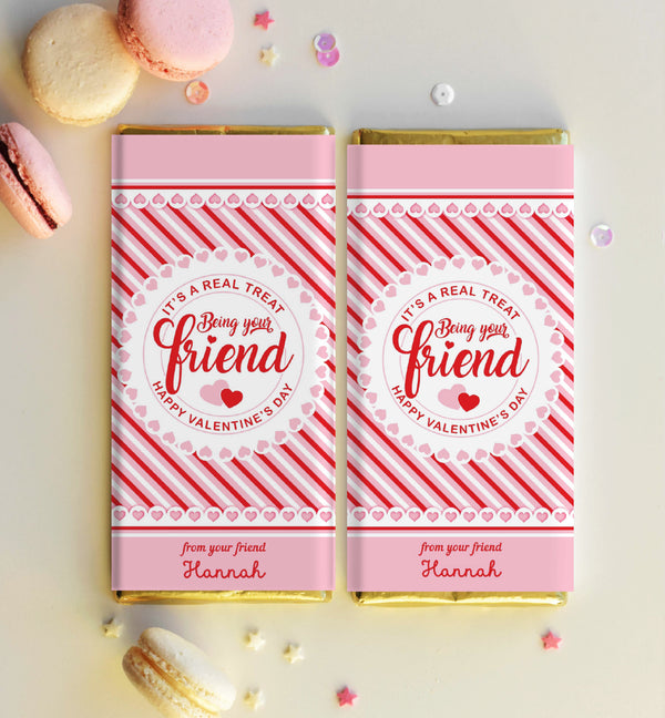 Stripe Red Pink | Printable Valentine's Day Chocolate Bar Wrapper Temp ...