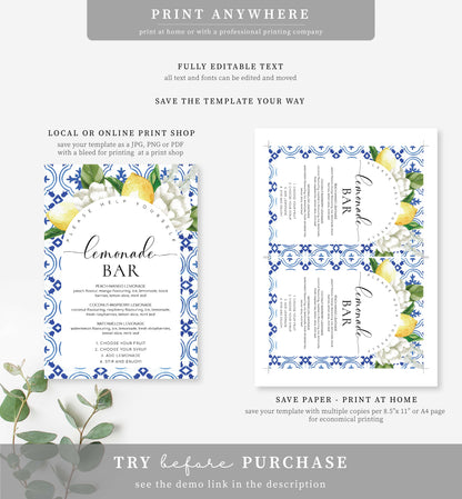The Med Lemons Arch | Printable Lemonade Bar Sign Template