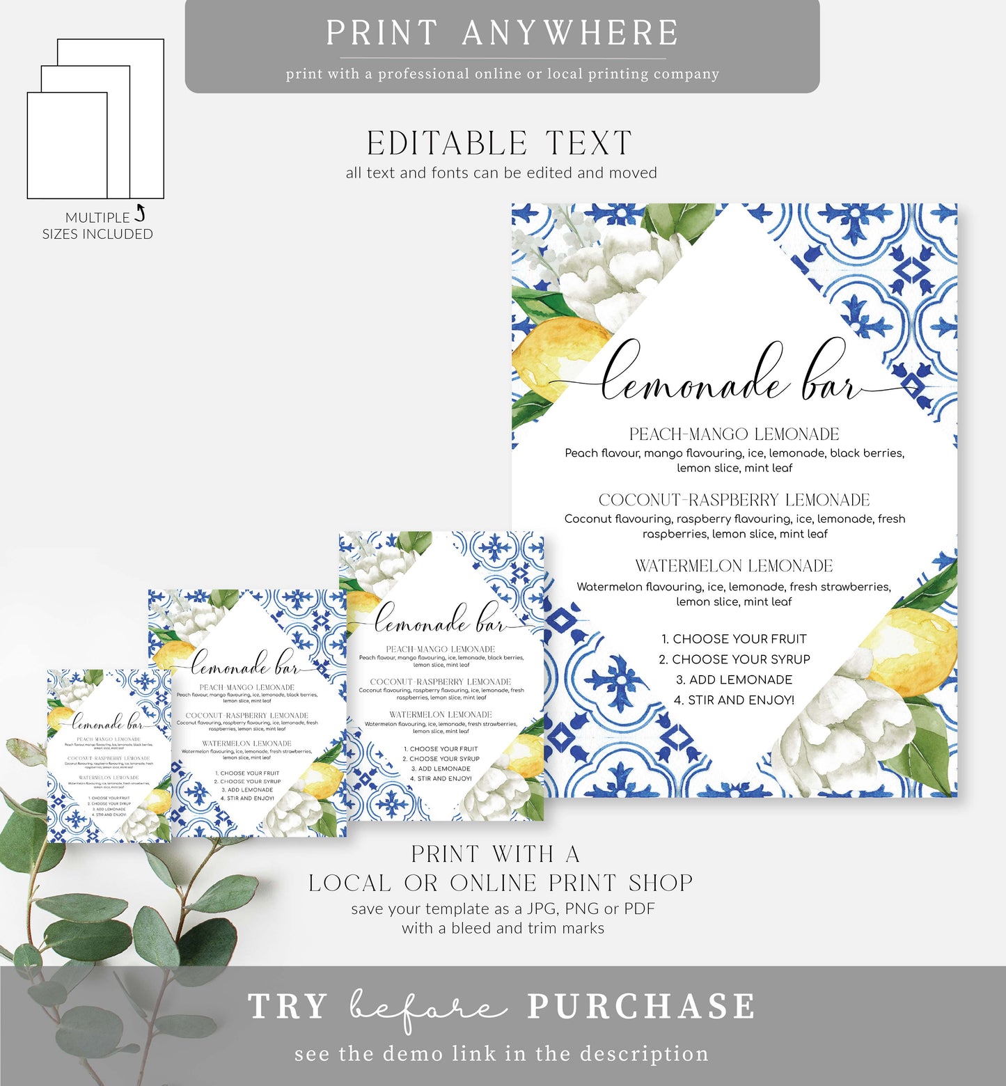 The Med Lemons | Printable Lemonade Bar Sign