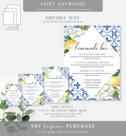 The Med Lemons | Printable Lemonade Bar Sign