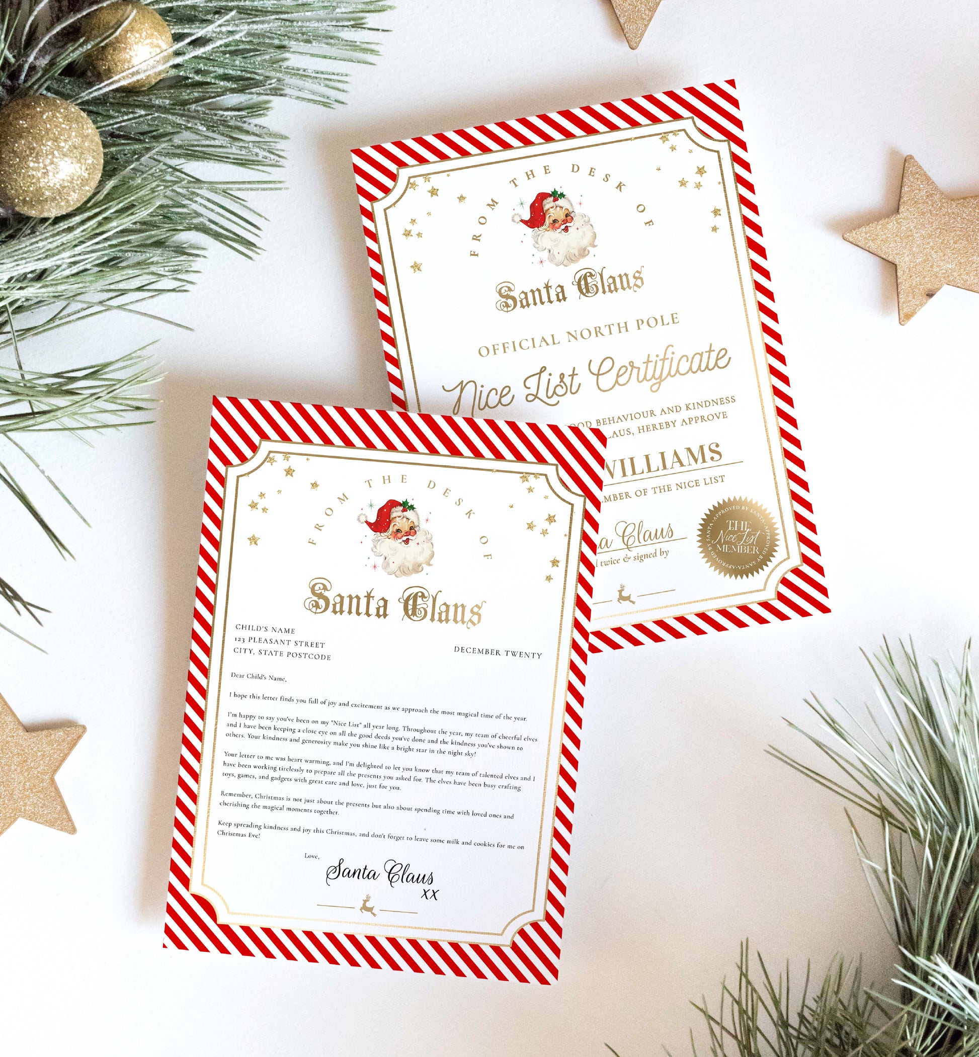 Stripe Red | Printable Christmas Letter From Santa and Nice List ...