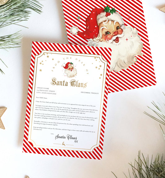 Printable Letter From Santa Template, Approved Nice List Member Letter From Santa Claus, Christmas Letter From Santa, Stripe
