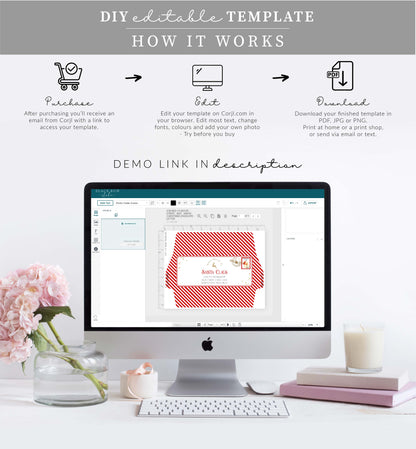 Santa's Workshop Red | Printable Santa Christmas Envelope Template