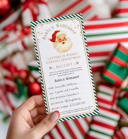 Printable Letter To Santa Receipt, Santa's Nice List Receipt, Letter From Santa's Workshop, North Pole Mail, Christmas Eve Box Santa Letter