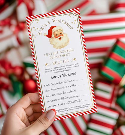 Printable Letter To Santa Receipt, Santa's Nice List Receipt, Letter From Santa's Workshop, North Pole Mail, Christmas Eve Box Santa Letter