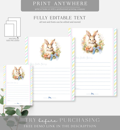 Easter White | Printable Letter To The Easter Bunny Template