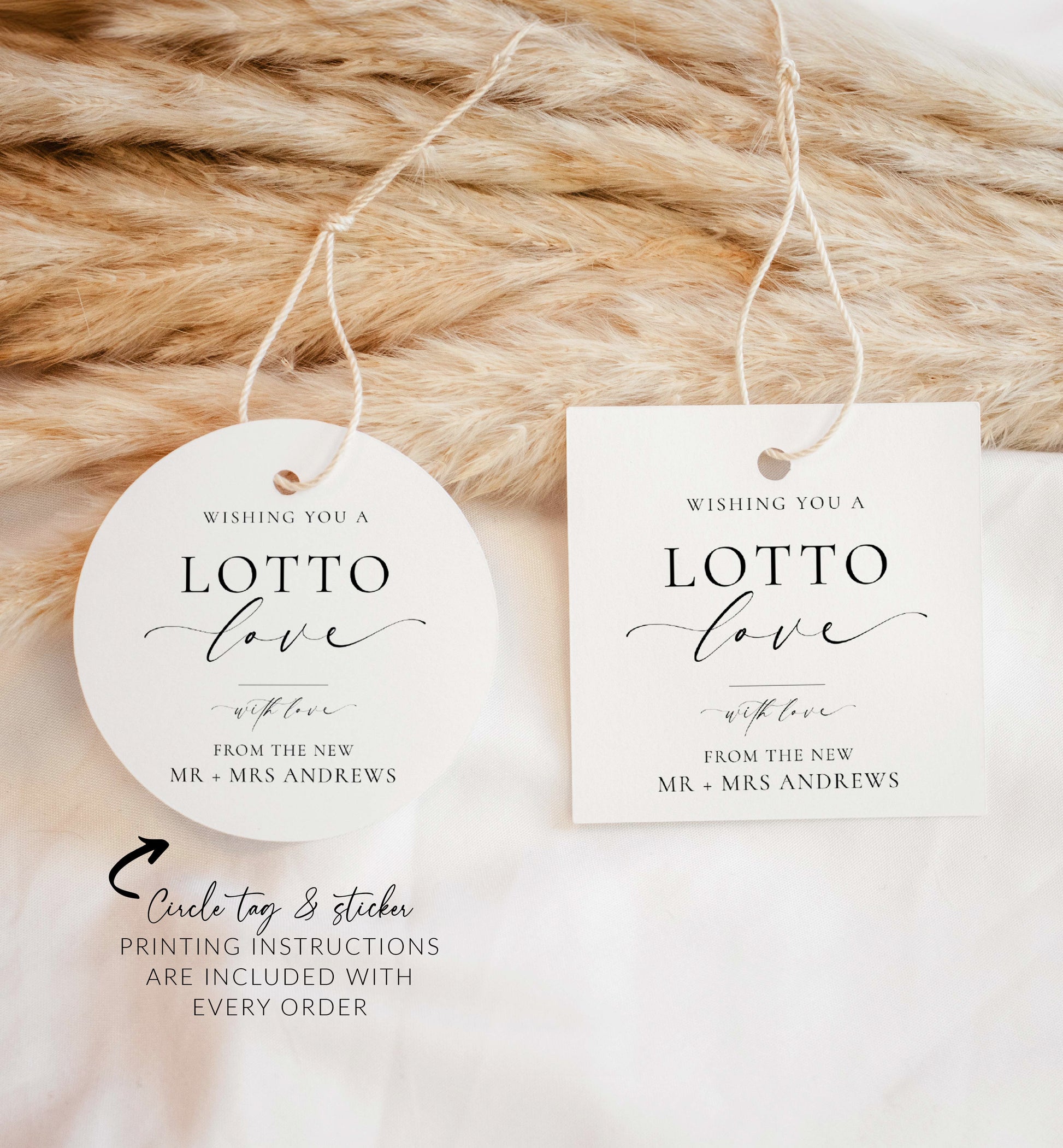 Printable Lotto Love Favor Tag, Minimalist Scratch Card Wedding Favor Sticker, Lucky In Love Favor, Wedding Lottery Ticket Favor, Ellesmere