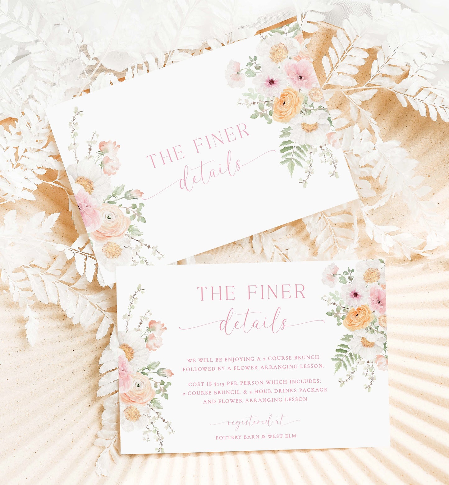 Love In Bloom Bridal Shower Invite, Thank You and Finer Details Card, Printable Spring Floral Bridal Shower Invite, Pink Wildflower, Millie