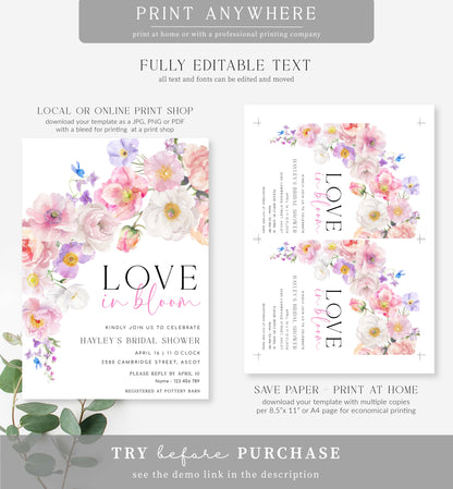 Eloise Floral | Printable Bridal Shower Invitation Template