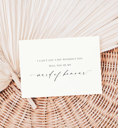 Bridesmaid and Maid Of Honour Proposal Card, Minimalist Bridesmaid Box Gift Card, Bridal Party Proposal Card, Off White Ivory, Ellesmere