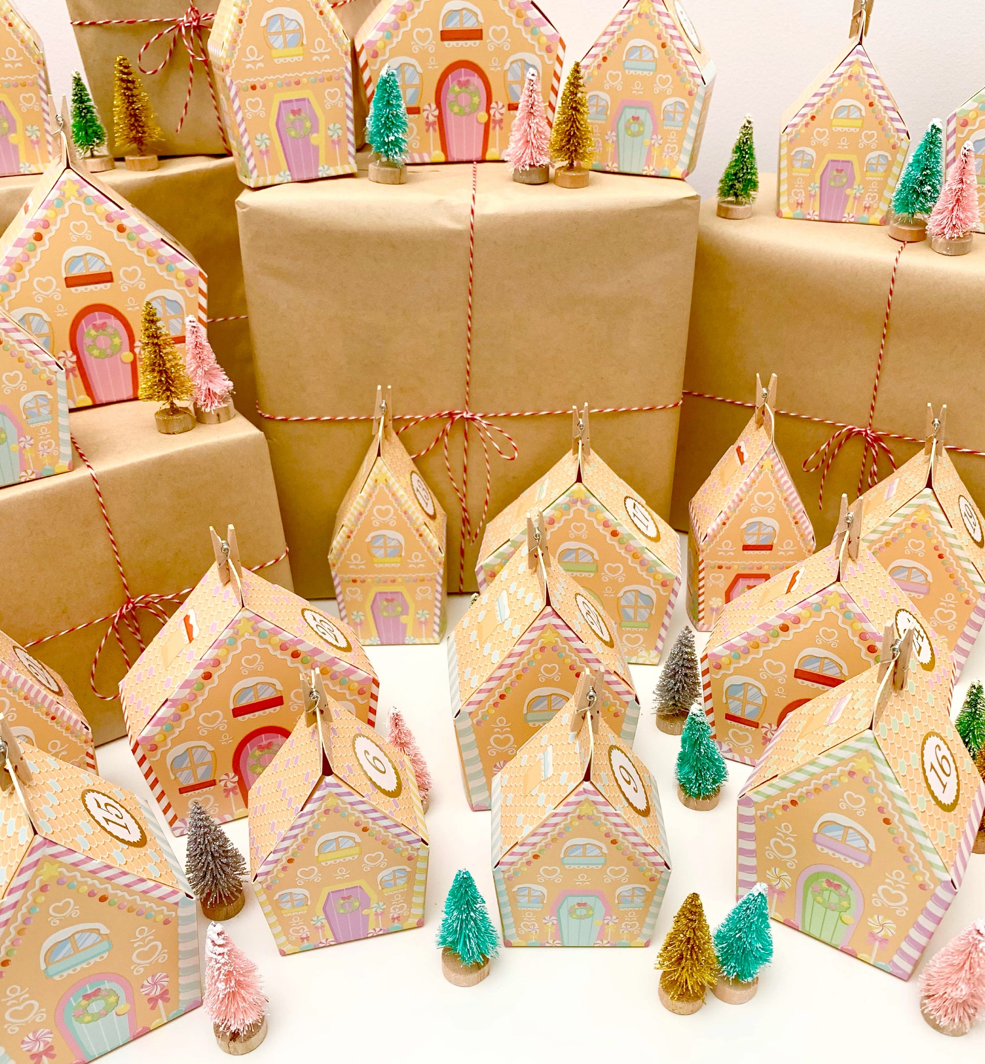 Ready To Assemble Gingerbread House Christmas Advent Calendar Kit, Fill Your Own Christmas Advent Boxes, Christmas Craft Village Advent Kit