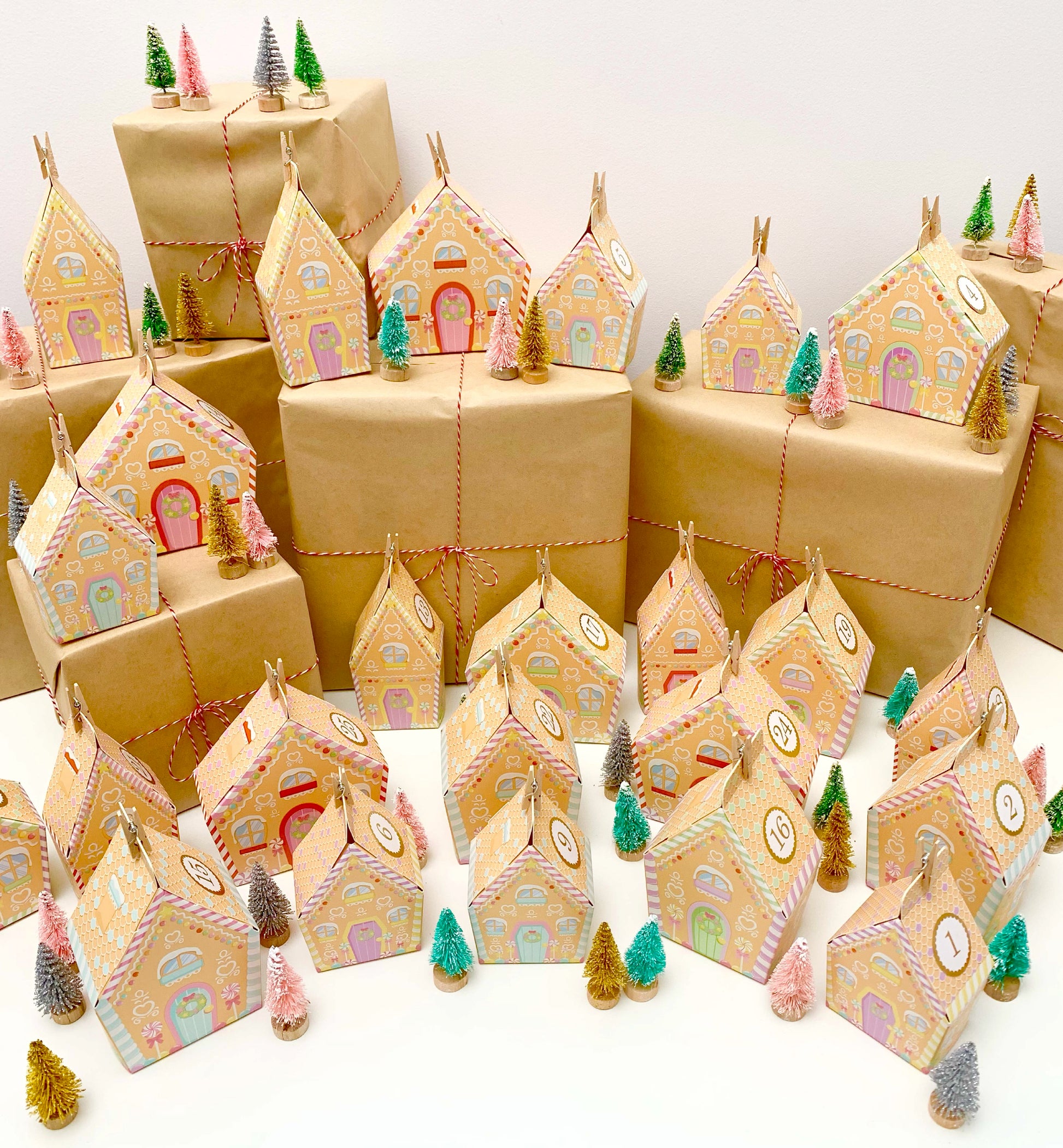 Ready To Assemble Gingerbread House Christmas Advent Calendar Kit, Fill Your Own Christmas Advent Boxes, Christmas Craft Village Advent Kit