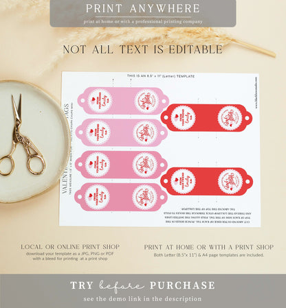 Valentine Pink | Printable Valentine Lollipop Tag Template
