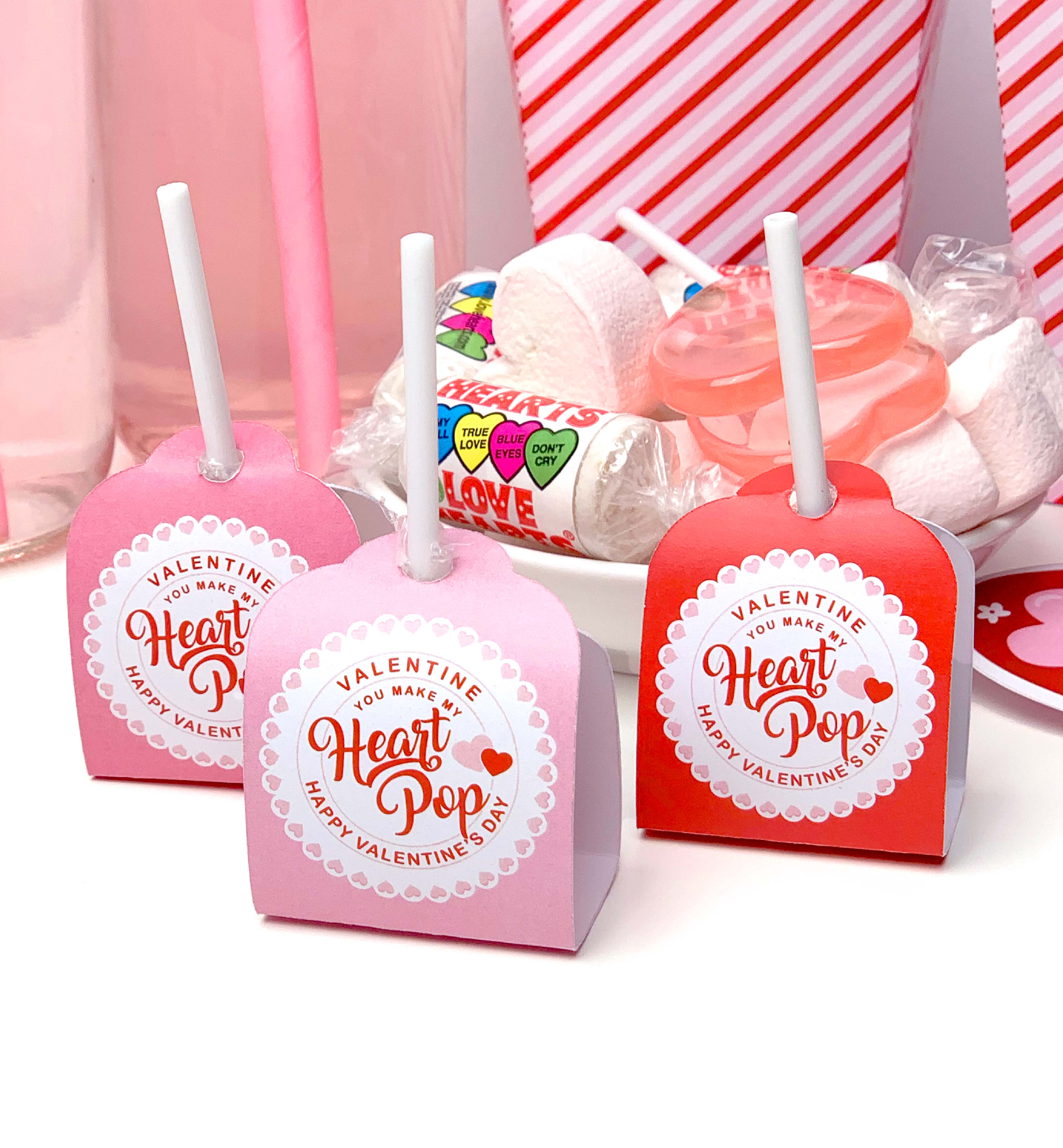 Valentine Pink | Printable Valentine Lollipop Tag Template – Black Bow ...