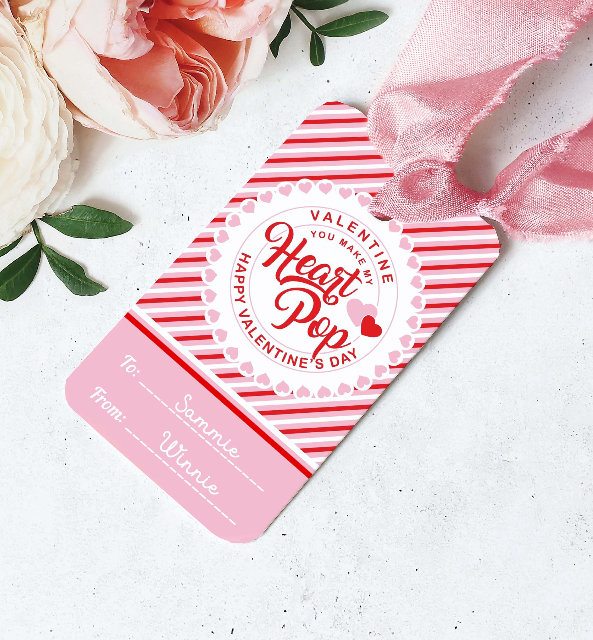 You Make My Heart Pop Happy Valentine's Day Tag, Valentine's Day Popcorn Gift Tag, Classroom Valentine Treat Tag, Galentine's Tag
