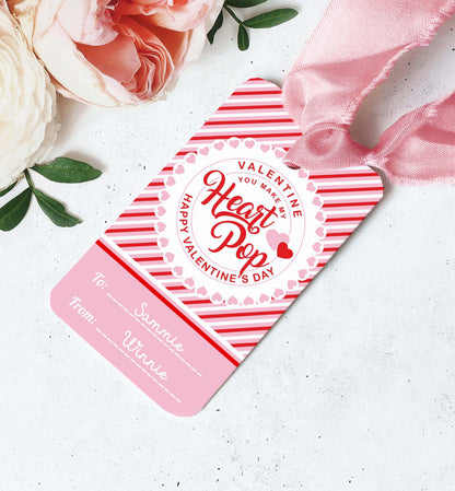 You Make My Heart Pop Happy Valentine's Day Tag, Valentine's Day Popcorn Gift Tag, Classroom Valentine Treat Tag, Galentine's Tag