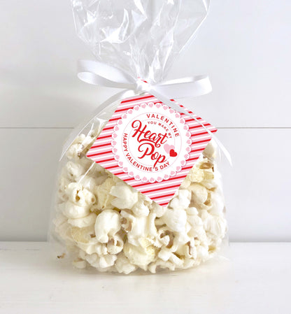You Make My Heart Pop Happy Valentine's Day Tag, Valentine's Day Popcorn Gift Tag, Classroom Valentine Treat Tag, Galentine's Tag