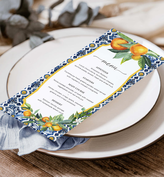 Positano Oranges | Printable Menu Template