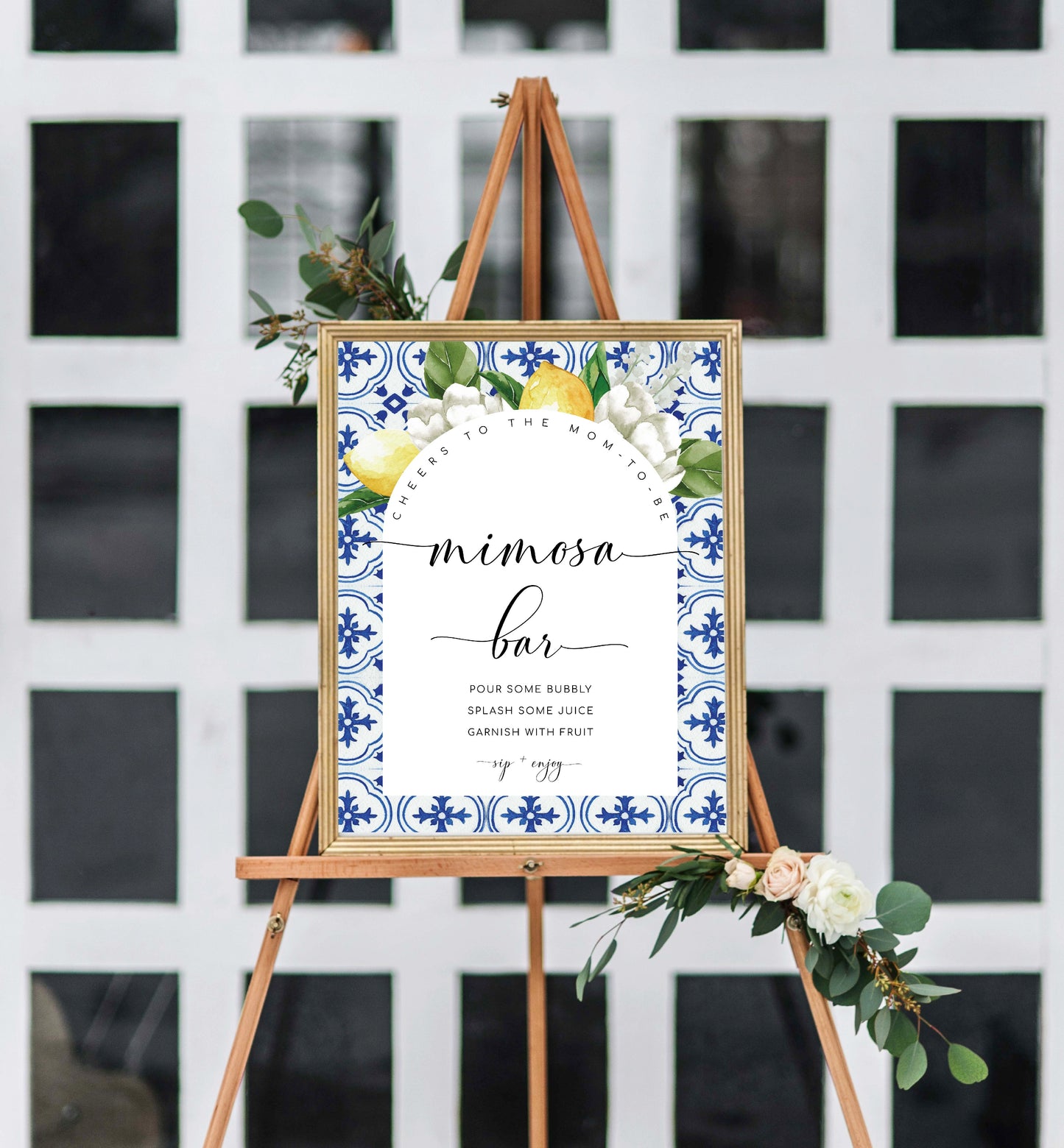 The Med Arch Lemons | Printable Mimosa Bar Sign and Juice Tags Template