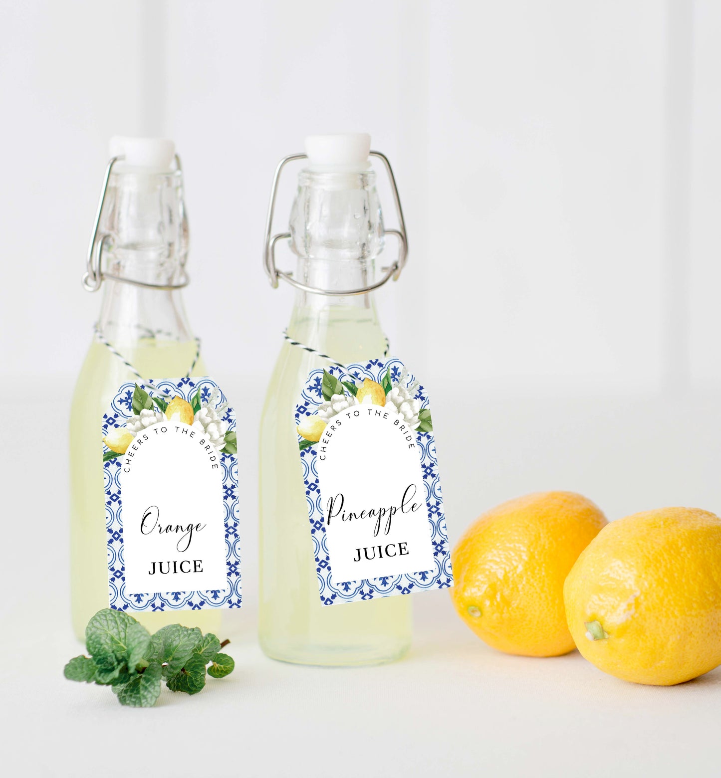The Med Arch Lemons | Printable Mimosa Bar Sign and Juice Tags Template