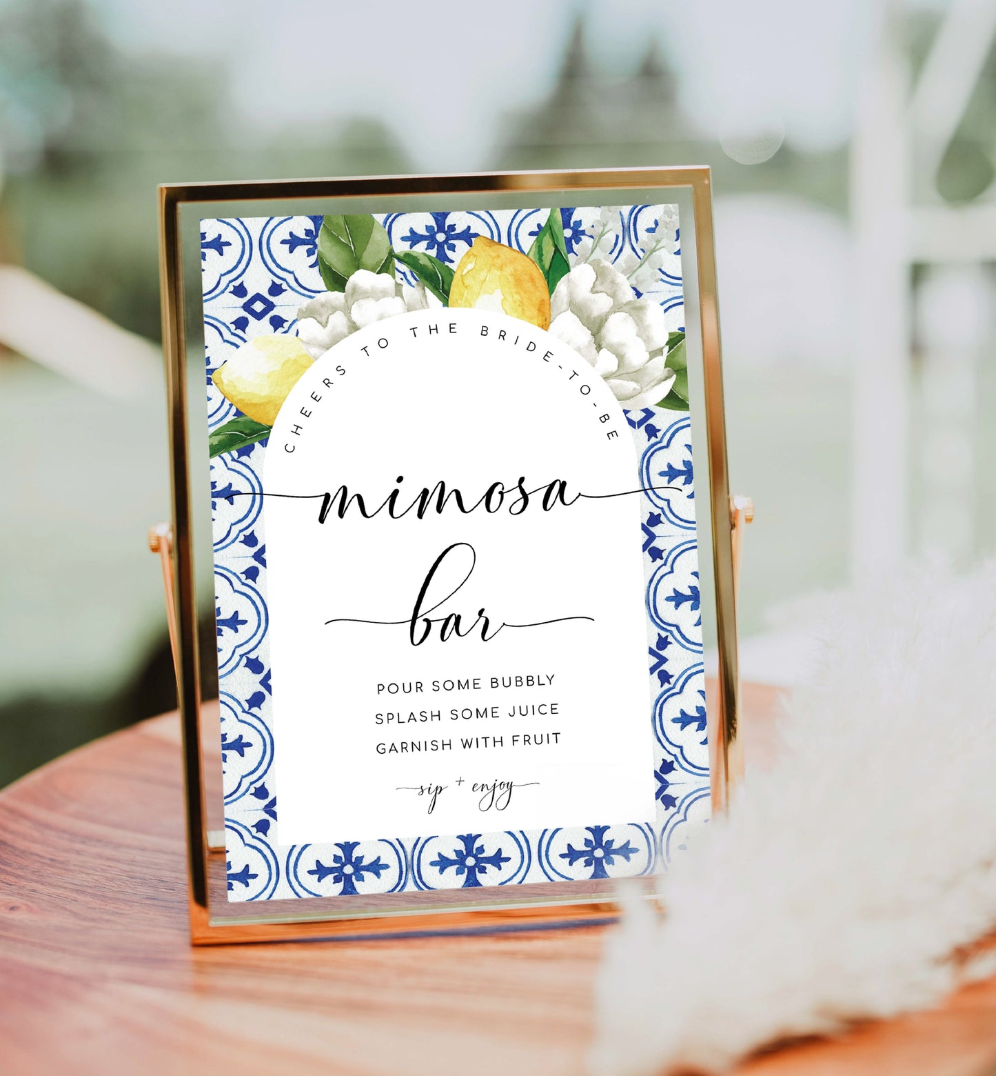 The Med Arch Lemons | Printable Mimosa Bar Sign and Juice Tags Template