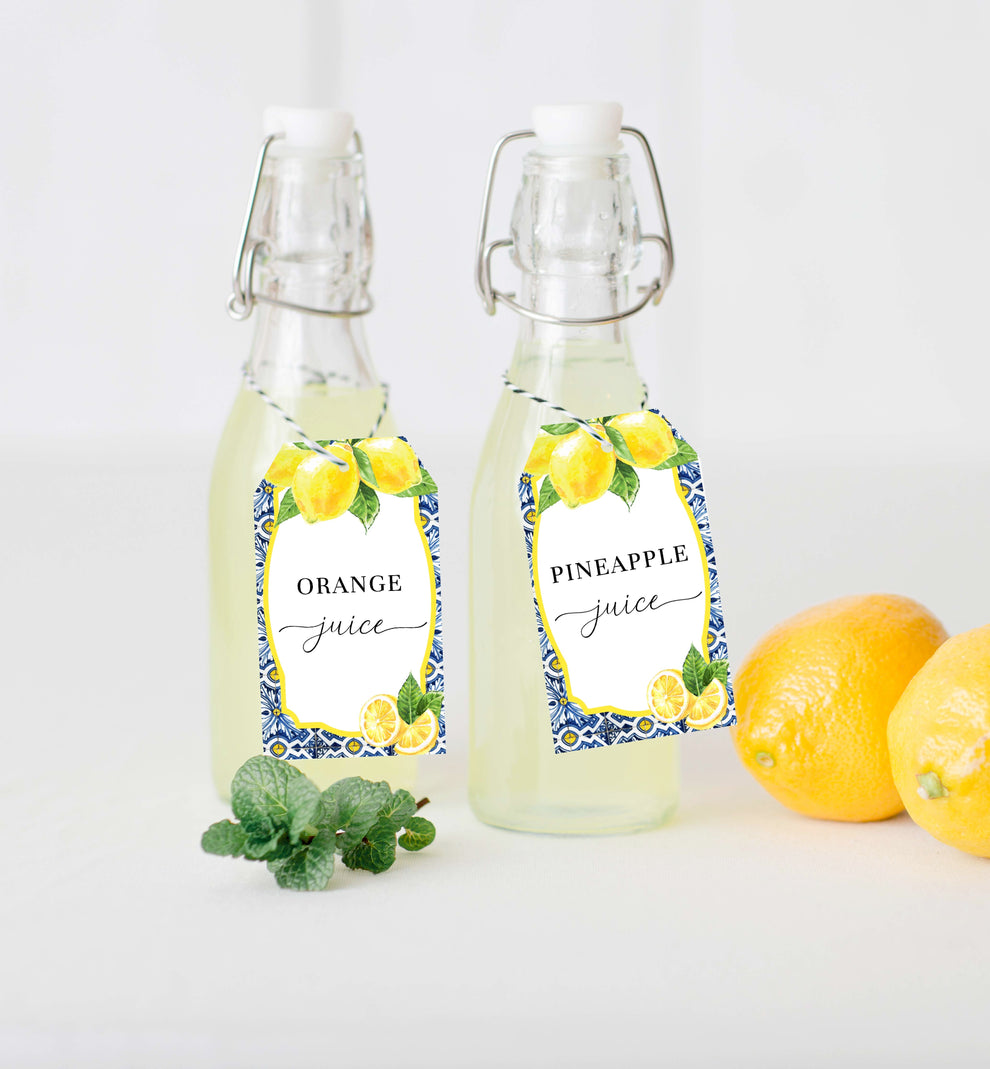 Positano Lemons | Printable Mimosa Bar Sign and Juice Tags Template ...