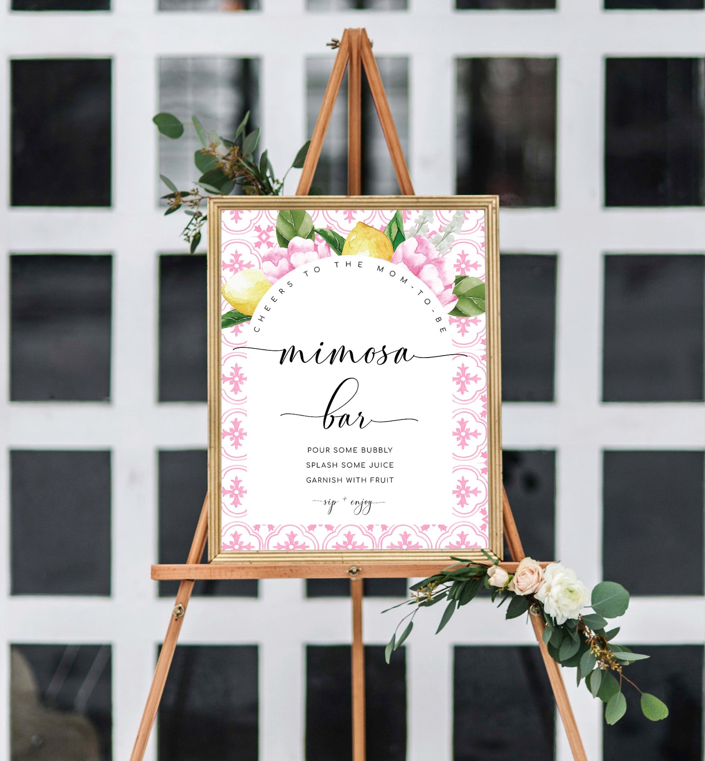 The Med Arch Pink Lemons | Printable Mimosa Bar Sign and Juice Tags Template