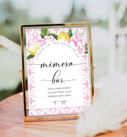 The Med Arch Pink Lemons | Printable Mimosa Bar Sign and Juice Tags Template