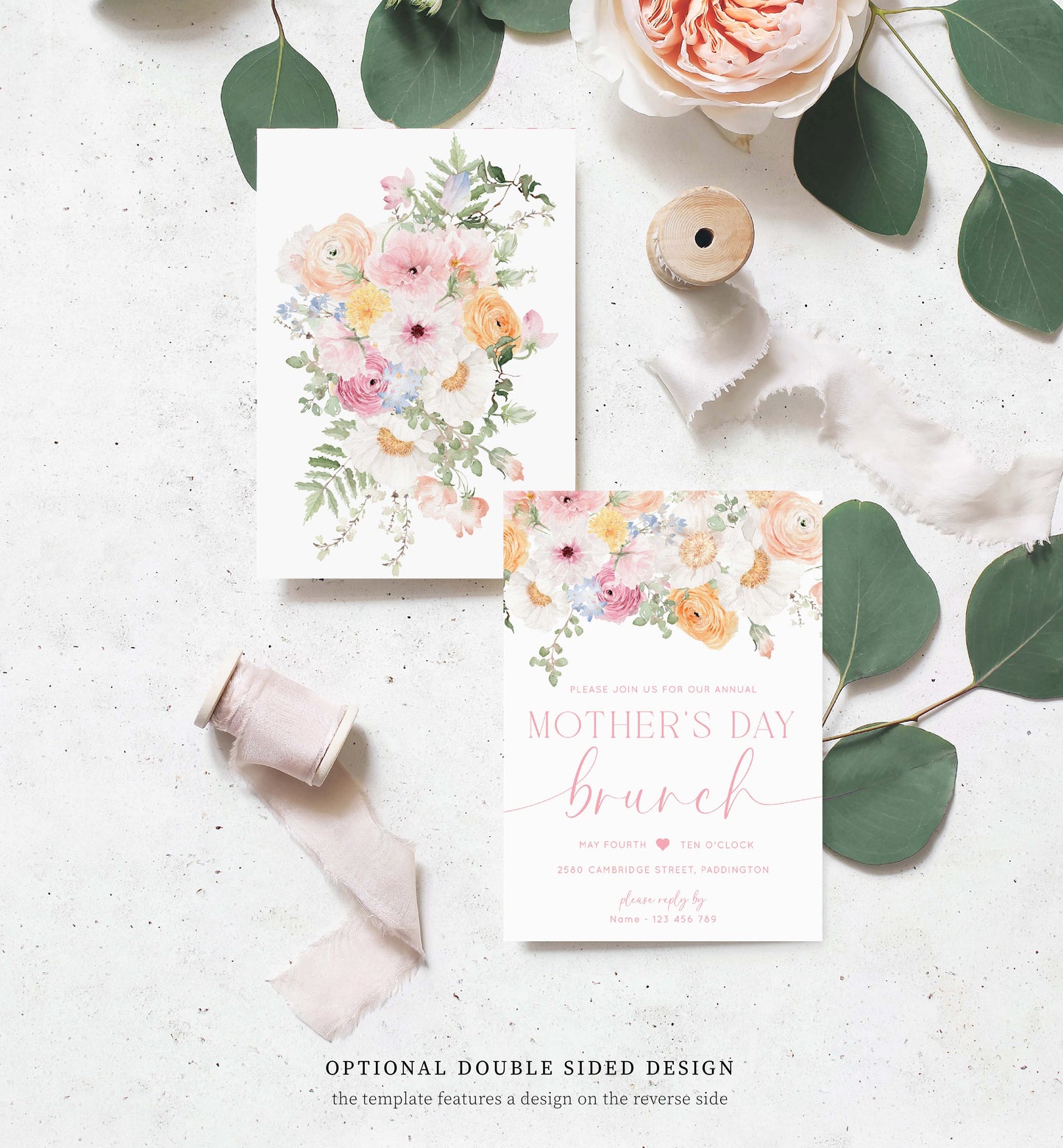 Floral Mother's Day Brunch Invitation Editable Template, DIY Printable Mother's Day Lunch Invitation, Mother's Day Evite, Millie Floral