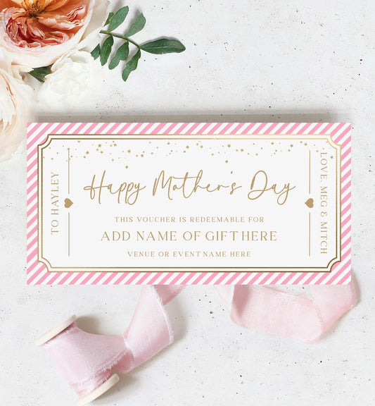 Printable Mother's Day Gift Voucher, Mother's Day Afternoon Tea Gift Certificate, Mother's Gift Voucher Coupon, Stripe