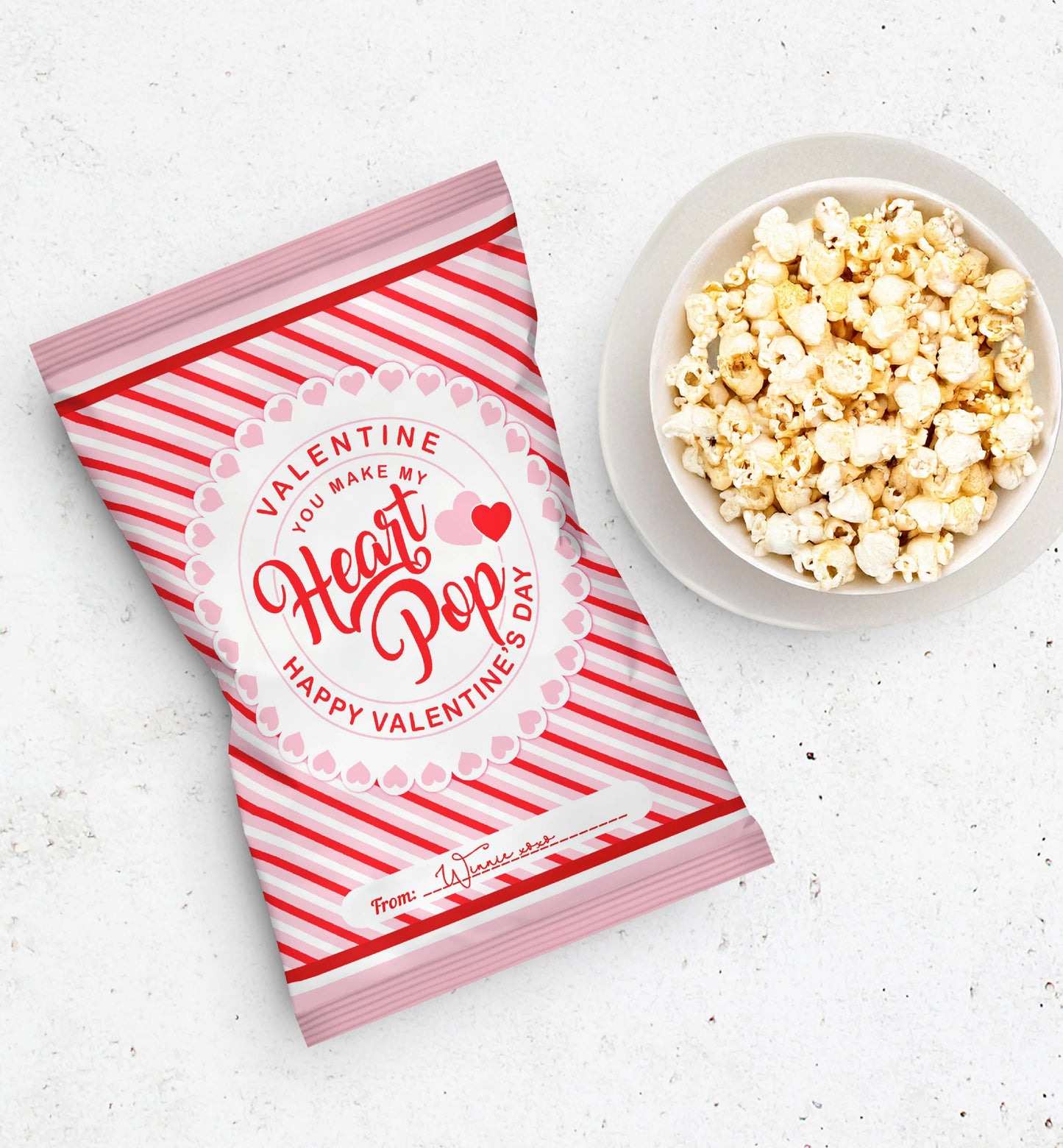 Valentine's Day Popcorn Packet Wrapper, Make My Heart Pop Printable Chip Bag Favors, Poppin Valentine's Day, Classroom Valentine's Treat