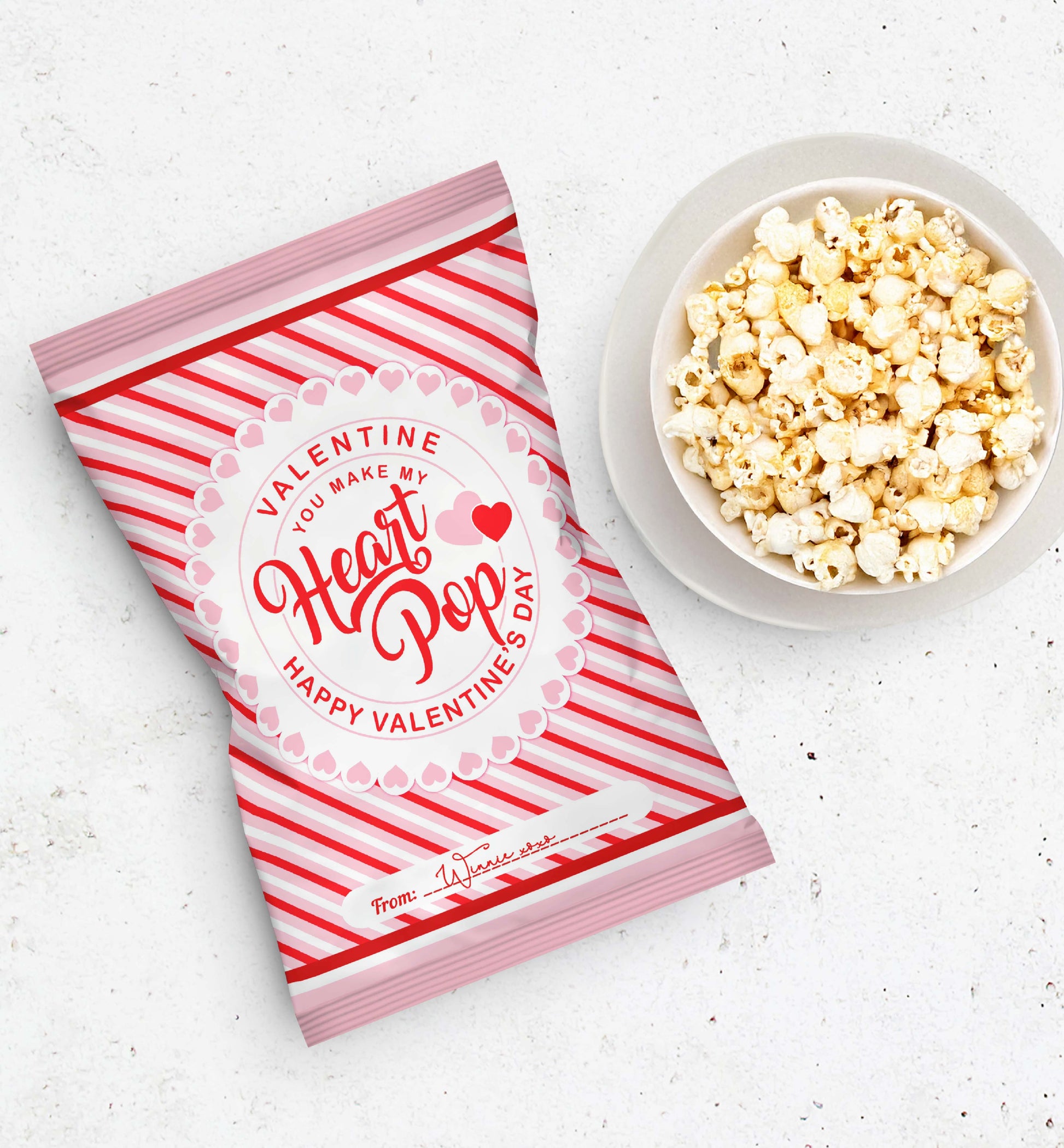 Valentine's Day Popcorn Packet Wrapper, Make My Heart Pop Printable Chip Bag Favors, Poppin Valentine's Day, Classroom Valentine's Treat