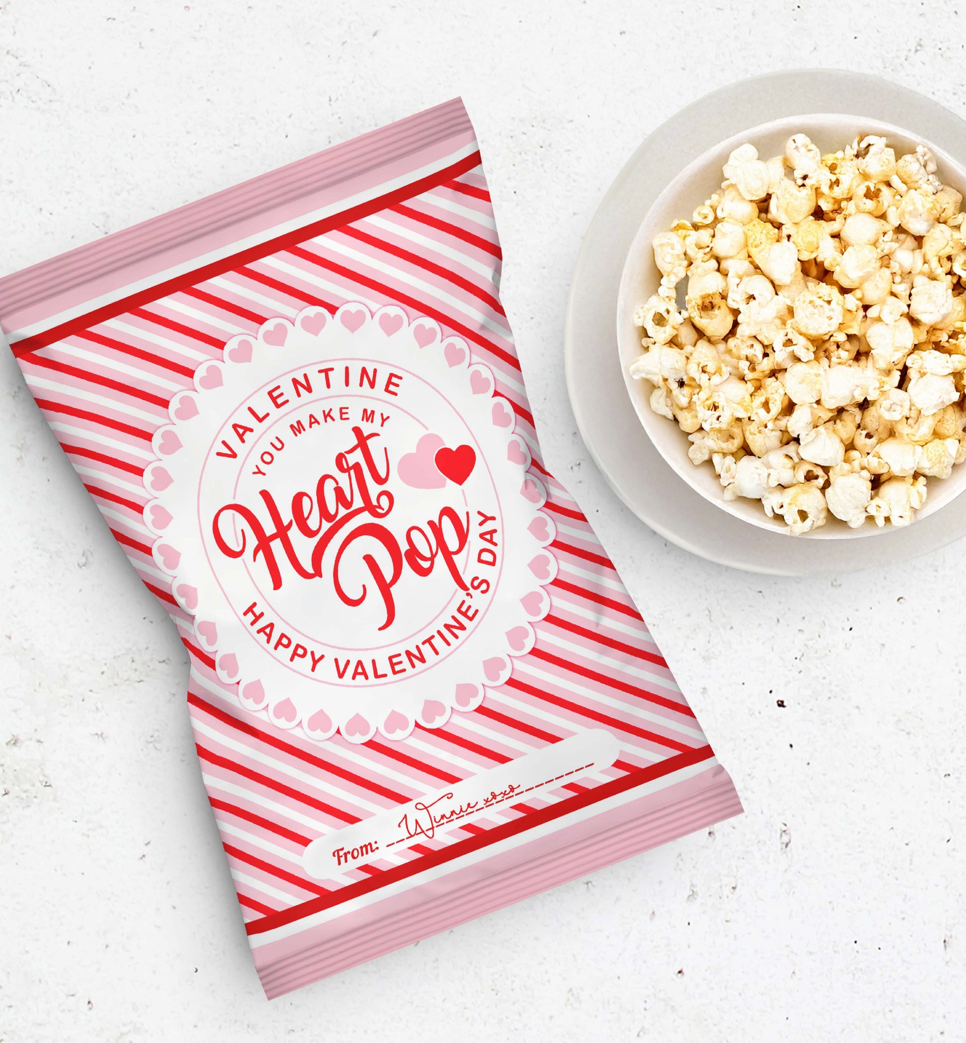 Valentine's Day Popcorn Packet Wrapper, Make My Heart Pop Printable Chip Bag Favors, Poppin Valentine's Day, Classroom Valentine's Treat