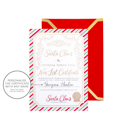 Santa's Nice List Certificate Festive Stripe