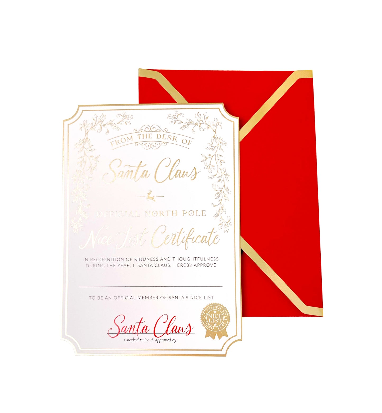 Santa's Nice List Certificate Gold