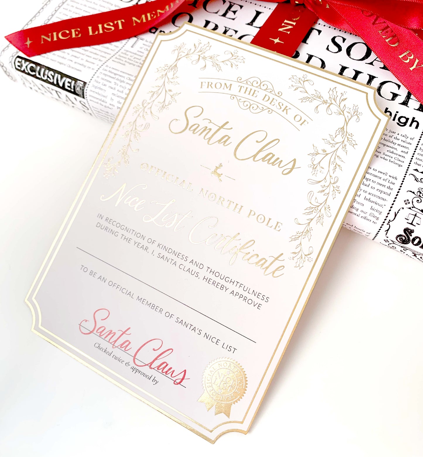 Santa's Nice List Certificate Gold