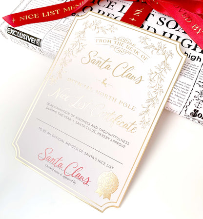 Santa's Nice List Certificate Gold