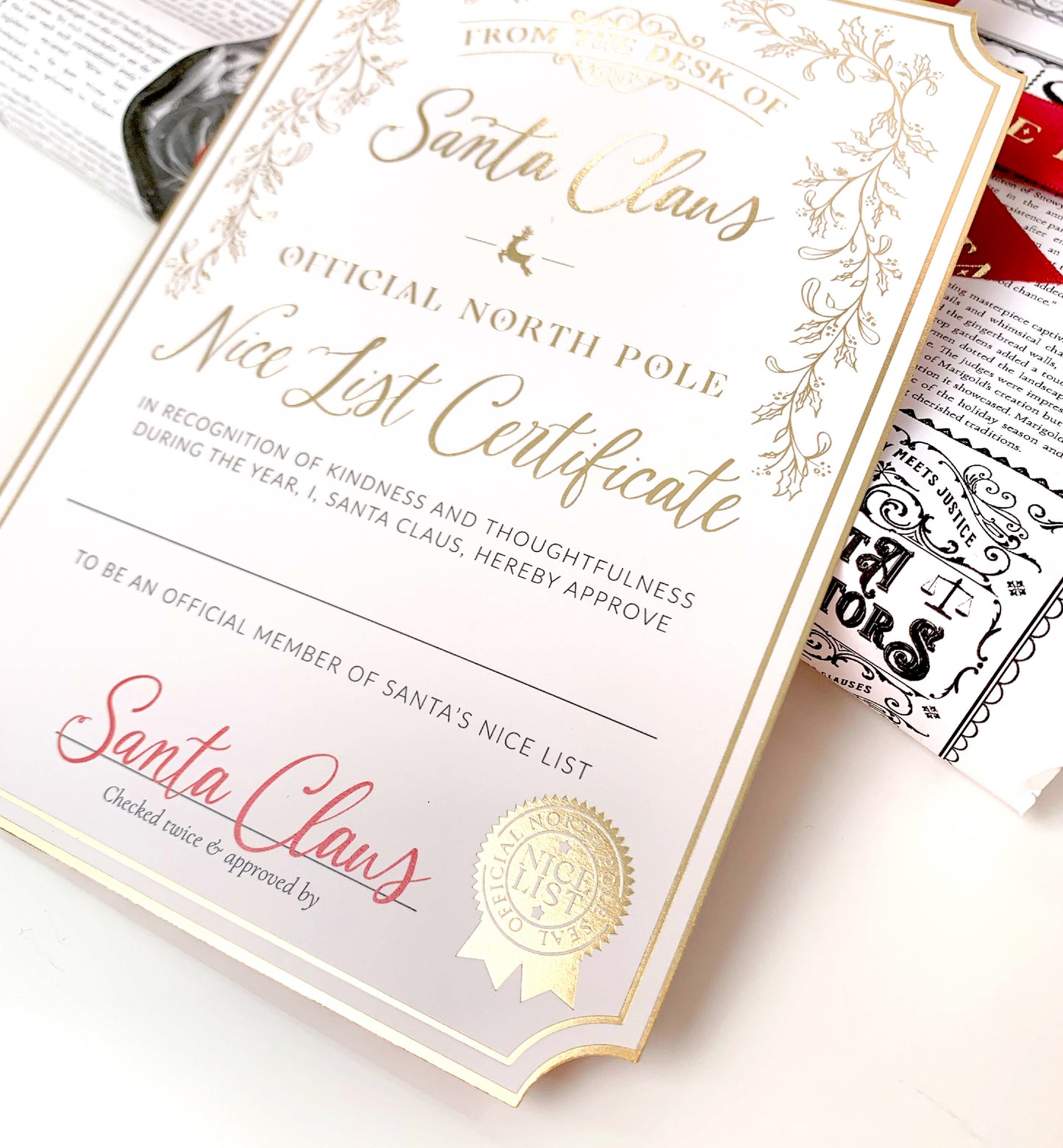 Santa's Nice List Certificate Gold