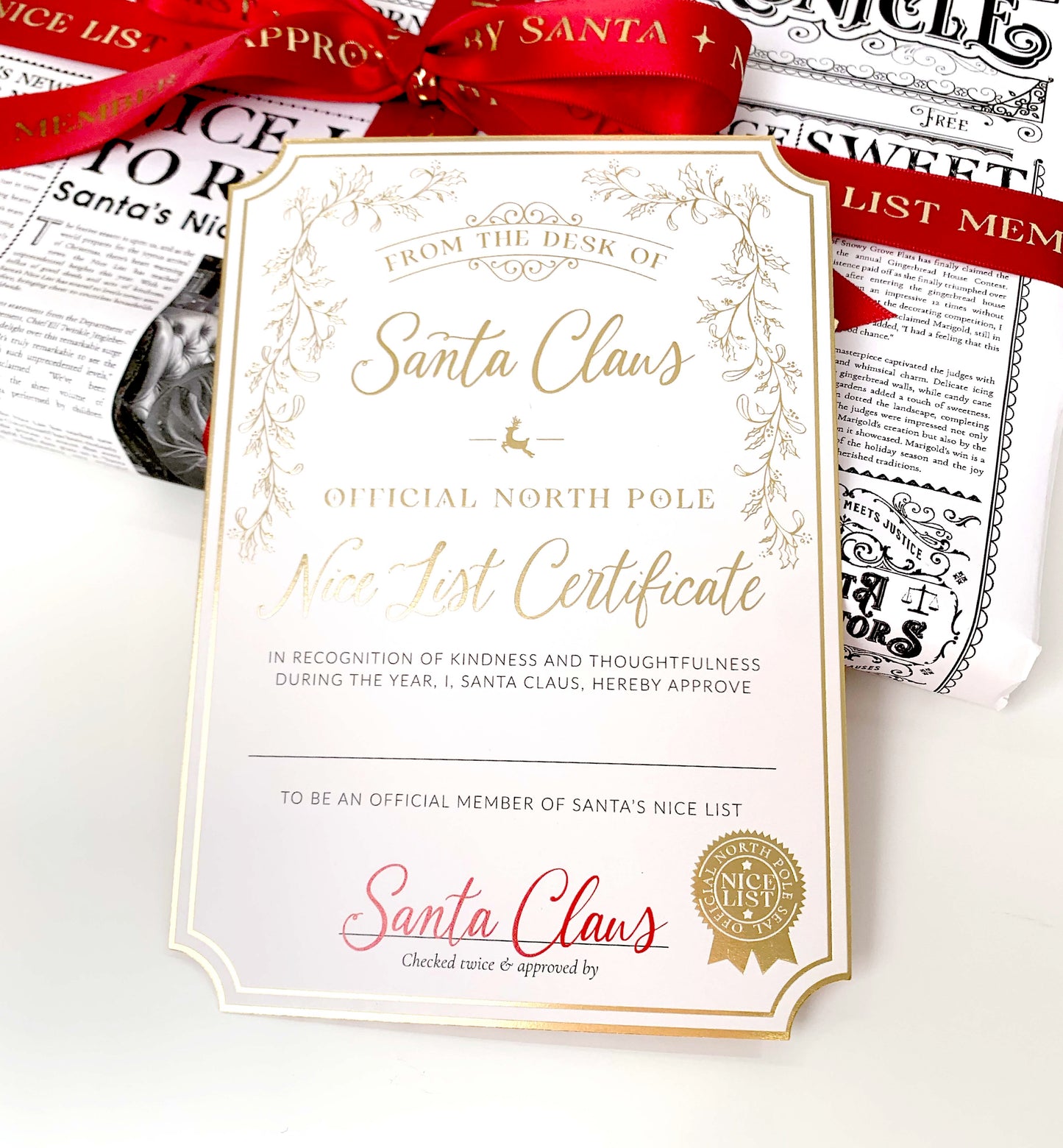 Santa's Nice List Certificate Gold
