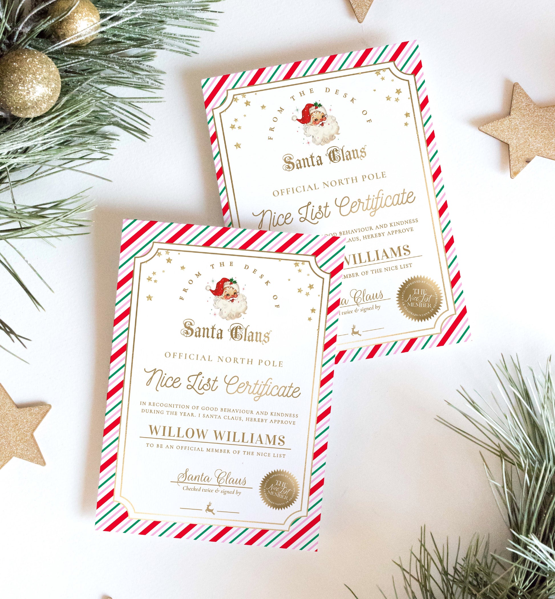 Santa's Workshop Pink Multi | Printable Christmas Nice List Certificat – Black Bow Studio santa-s-workshop-pink-multi-printable-christmas-nice-list-certificat-black-bow-studio