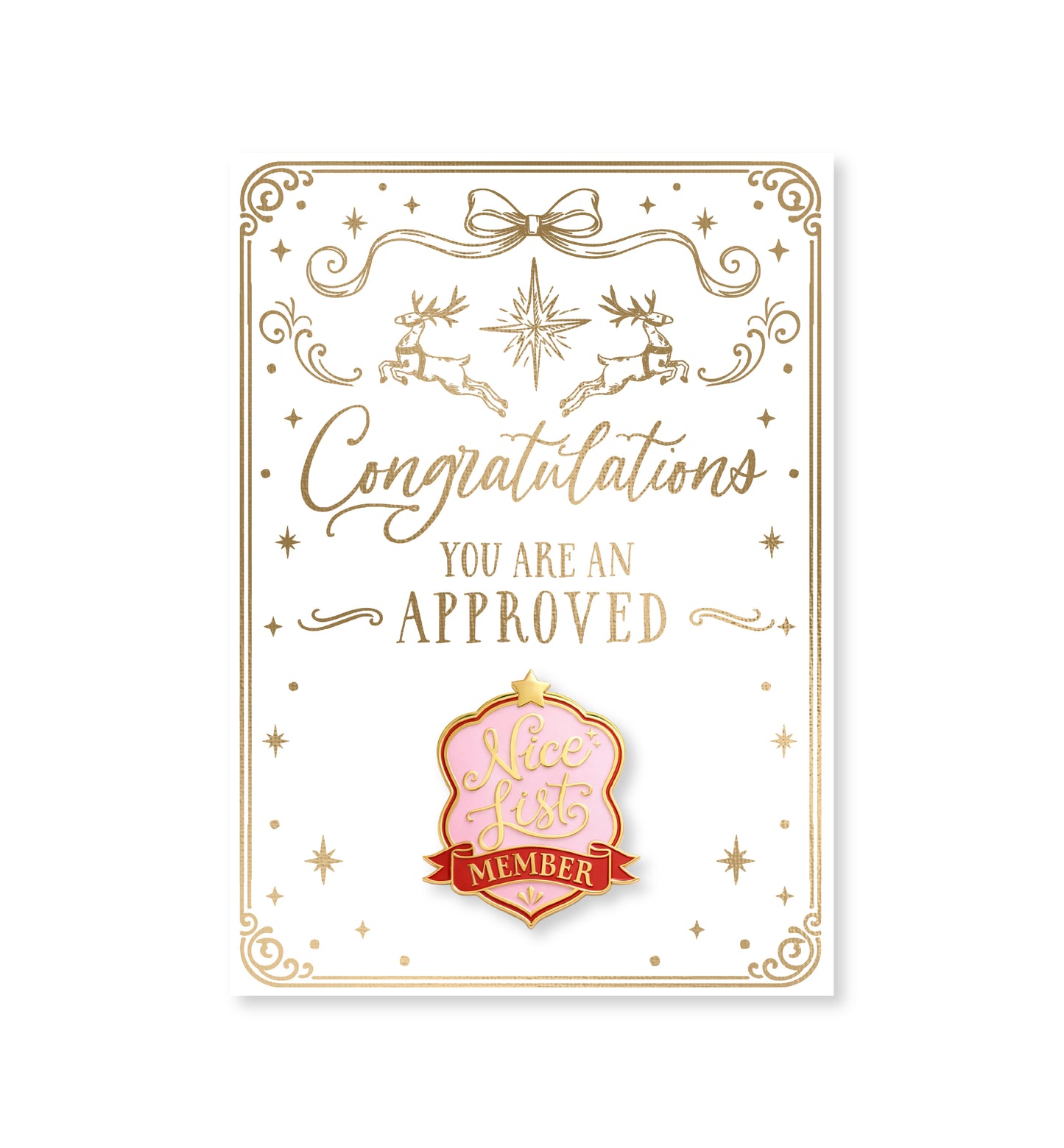 Pink Nice List Member Christmas Badge Enamel Pin
