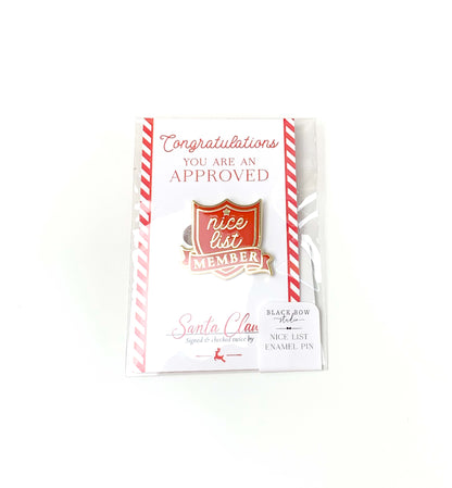 Nice List Member Red Gold | Christmas Enamel Pin Badge