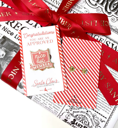 Nice List Member Red Gold | Christmas Enamel Pin Badge