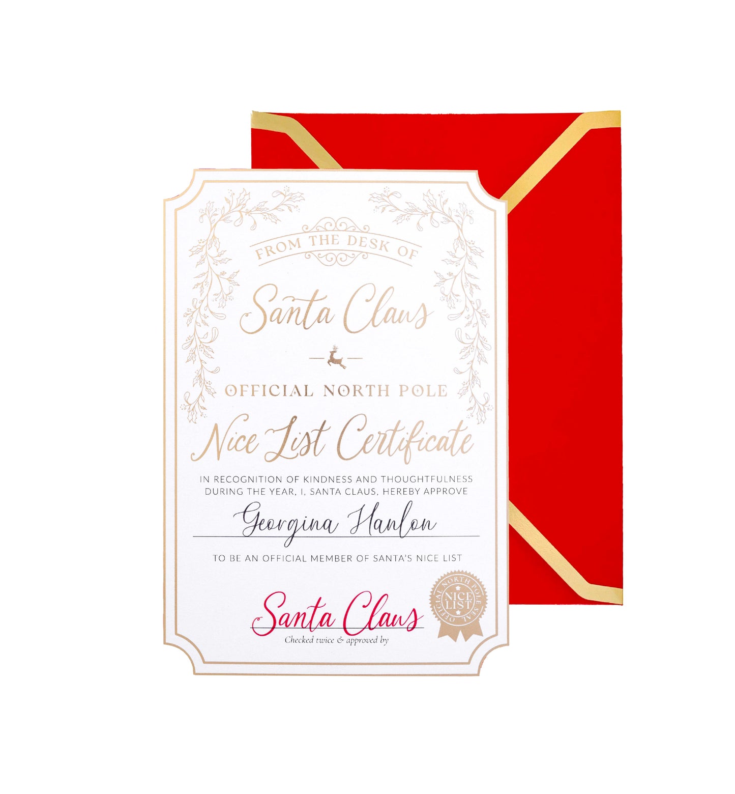 Santa's Nice List Certificate Gold