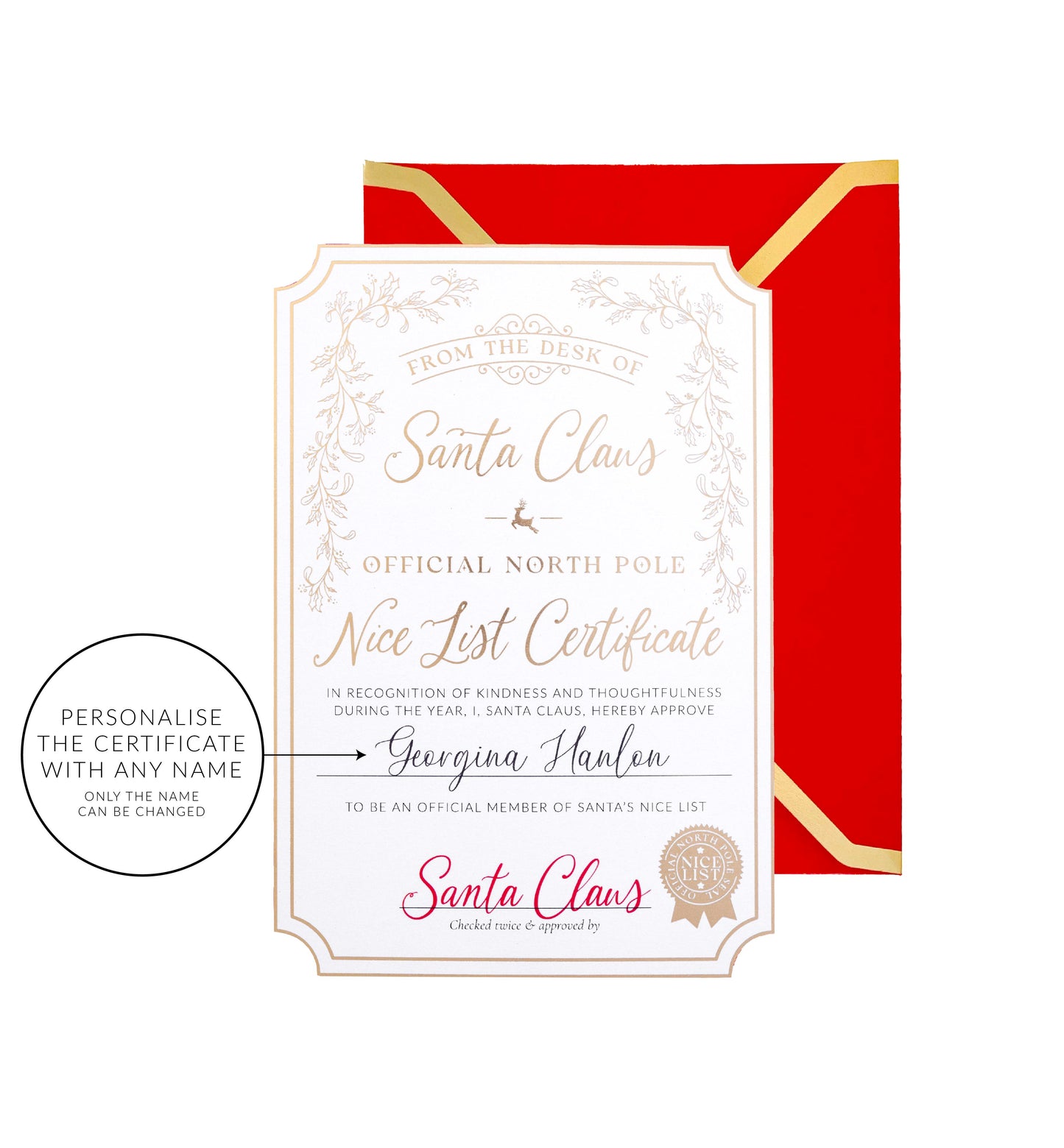 Santa's Nice List Certificate Gold