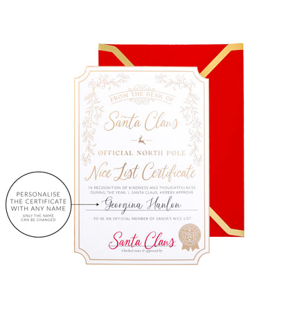Santa's Nice List Certificate Gold