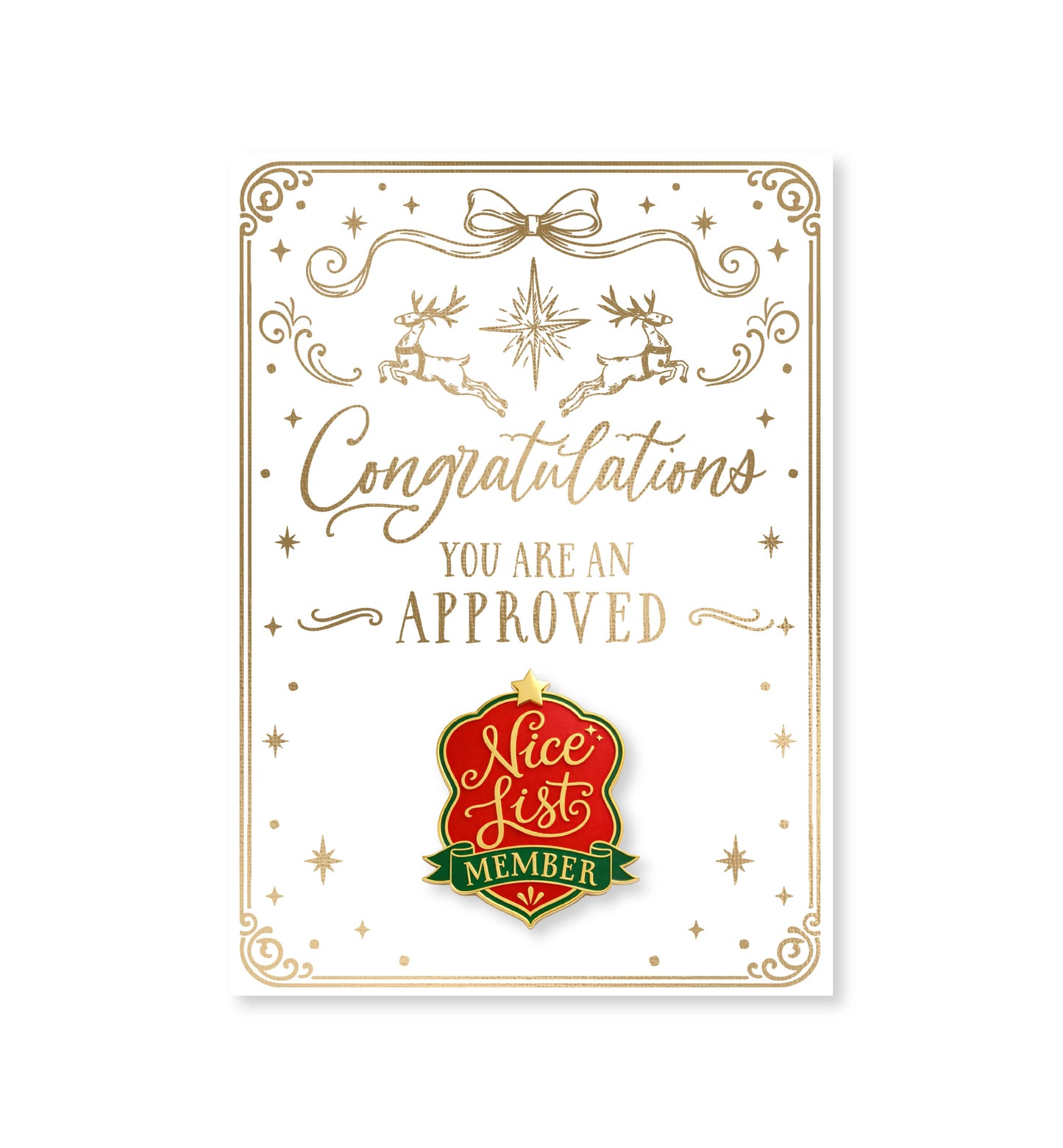 Red Nice List Member Christmas Badge Enamel Pin
