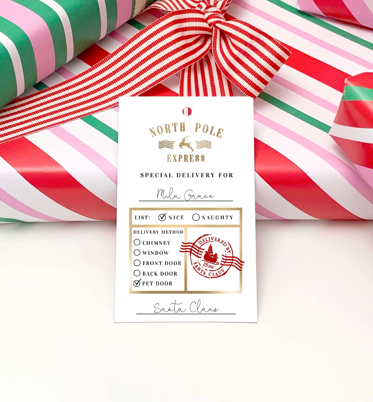 North Pole Express White | Printable Christmas Gift Tag Template