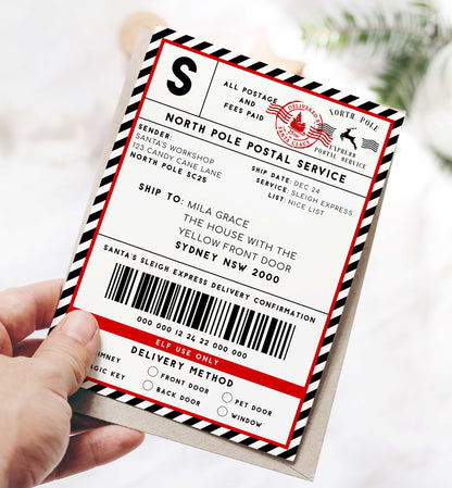 Printable Courier Shipping Label, Santa Mail North Pole Shipping Label Sticker, Christmas Special Delivery Label, Christmas Santa Gift Tag
